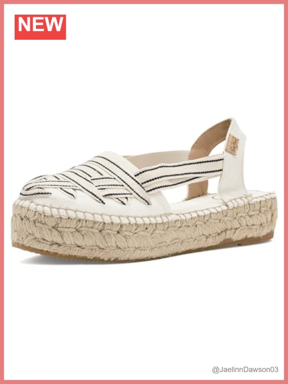 Women's Espadrille Flats with Cotton Crossover Straps, Slip-On Style